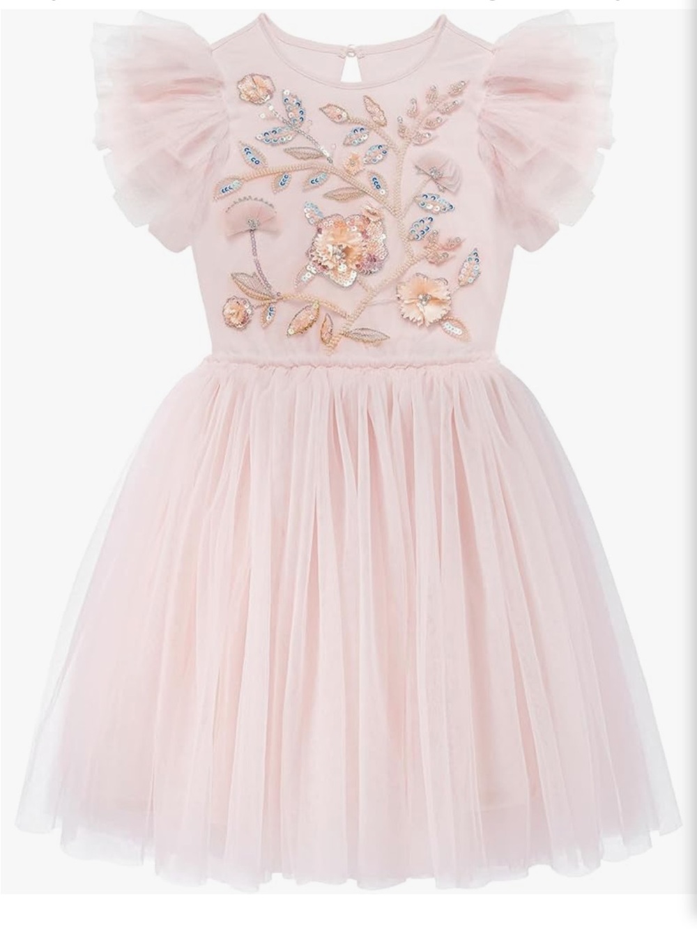 Embellished Pink Tulle Party Dress for Girls